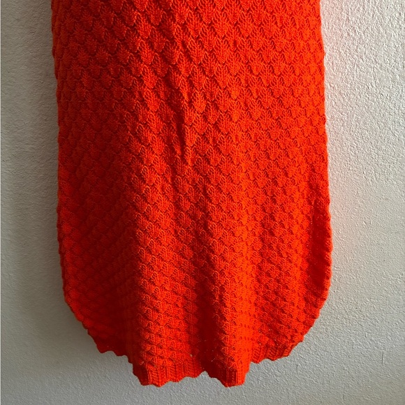 Eliza J Vibrant Orange Halter Midi Sheath Crochet Dress L - Picture 9 of 15